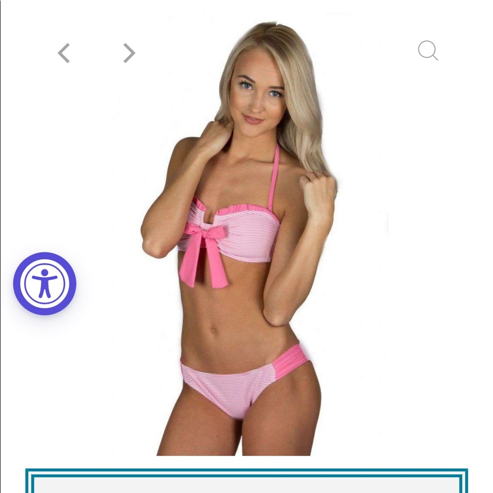Pink seersucker Lauren James bandeau bikini top